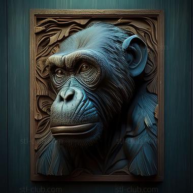 3D model st Congo chimpanzee famous animal (STL)